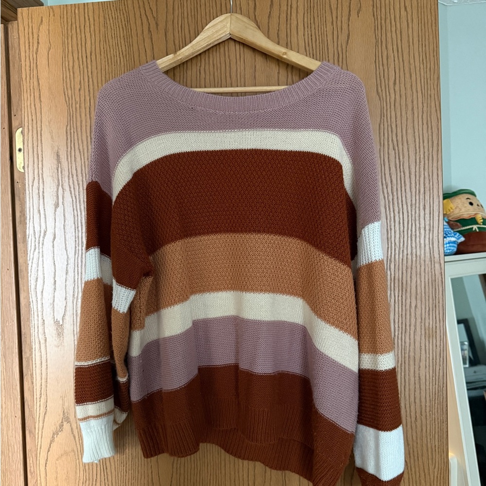 SHEIN Women's Striped Sweater in Warm Tones